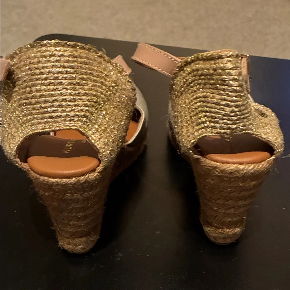 Kurt Geiger Metallic Gold Ankle-Strap Espadrille Flats